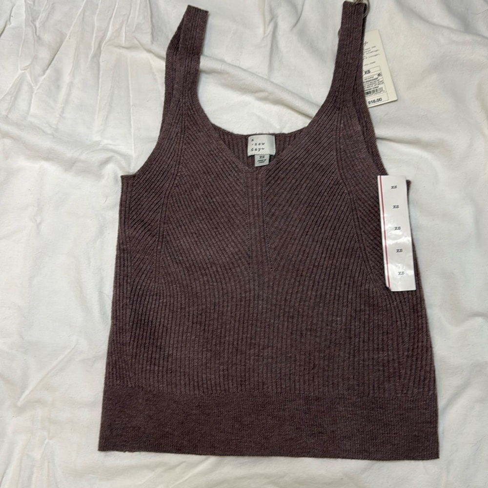 A New Day V-neck tank. Extra small purple-ish brown.